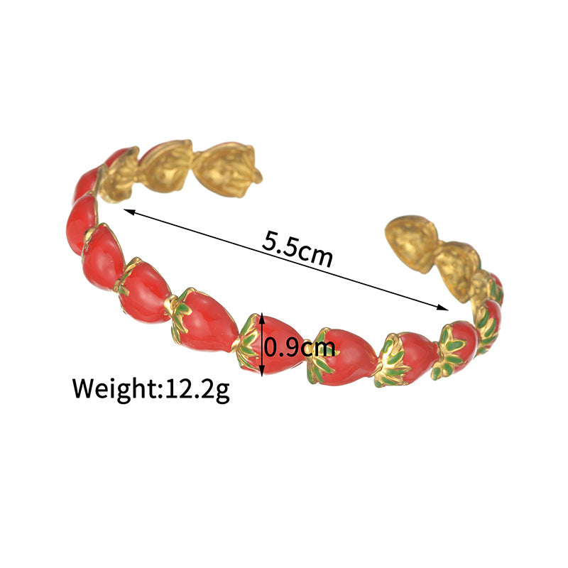 Fashion Personality Stainless Steel Strawberry Drip Bracelet