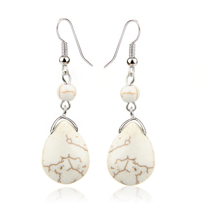 Ethnic retro simple drop water turquoise earrings hot featured texture stone earrings earrings cheap earrings