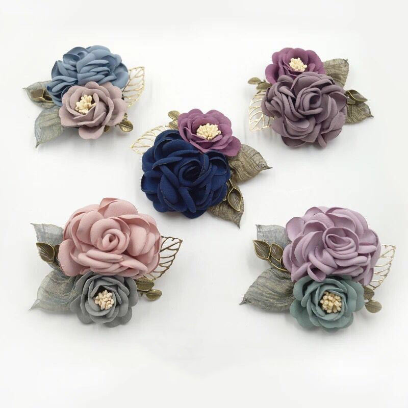 Fabric Flower Brooch Corsage Career Shawl Pin Ornament
