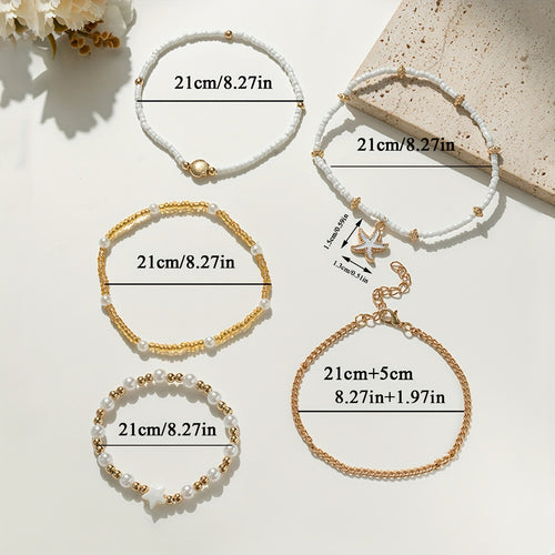 5 Pieces Suit Fashion Anklets For Women